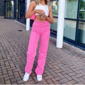 PINK ZARA WIDE LEG PANTS